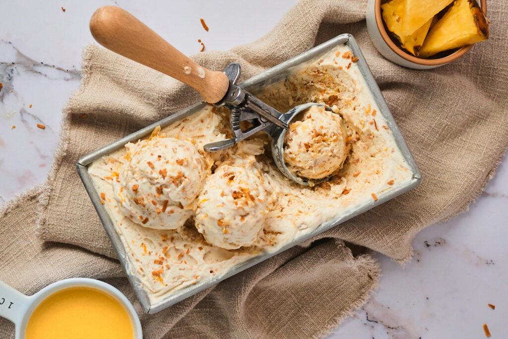 Orange Pina Colada No Churn Ice Cream